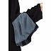 Front open abaya with contrast bell sleeves- Black-Grey